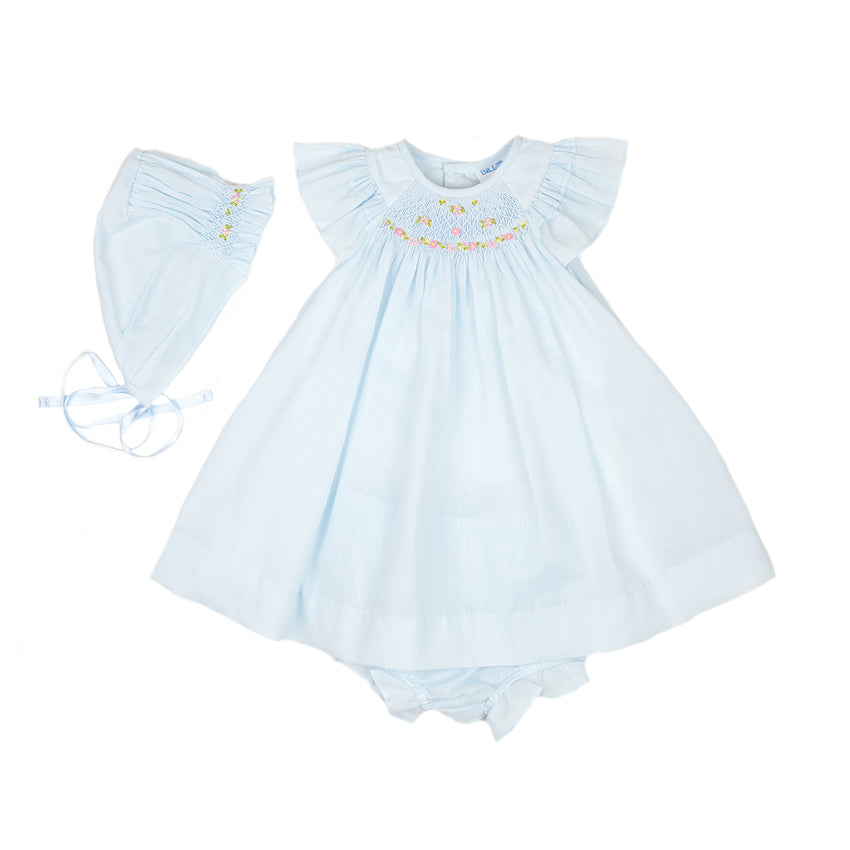 Blue Smock Organdy Bishop Dress