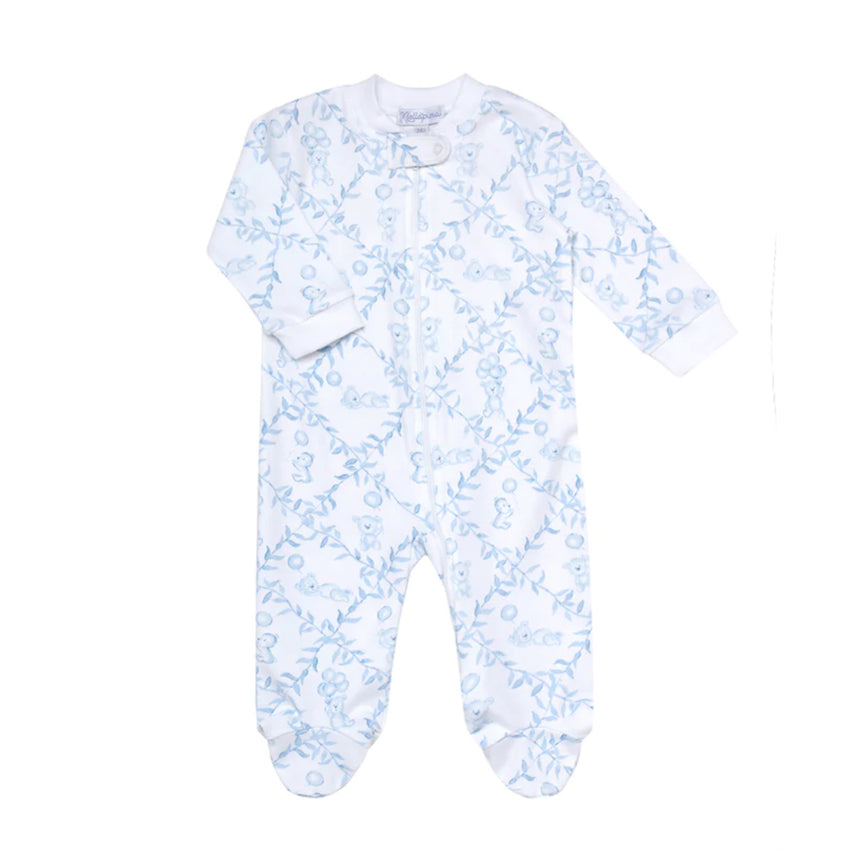 Blue Bears Trellis Zipper Footie