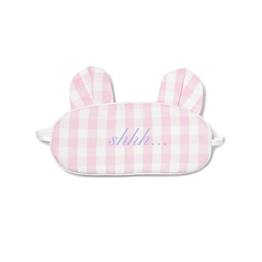 Pink Gingham Bear Eye Mask