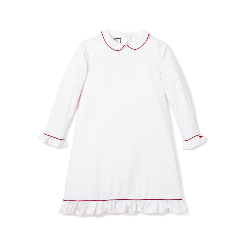 Sophia White Nightgown with White Piping