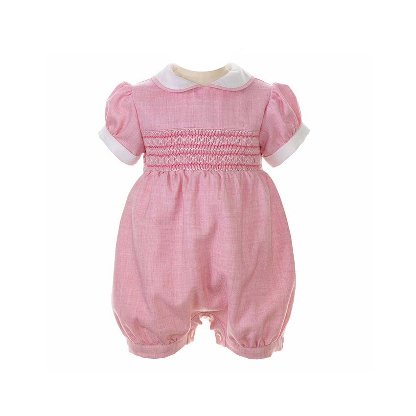 Pink Geometric Smocked Babysuit