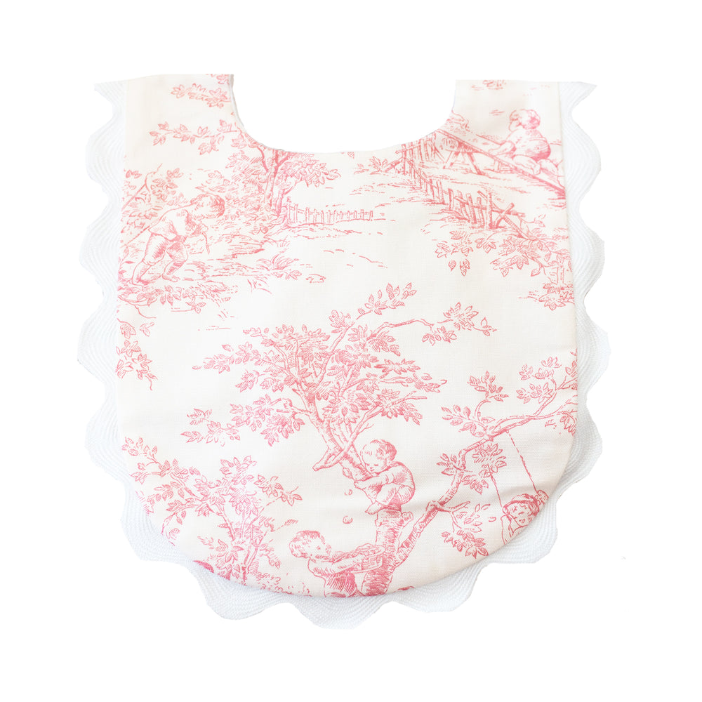 Pink Toile Ric Rac Bib